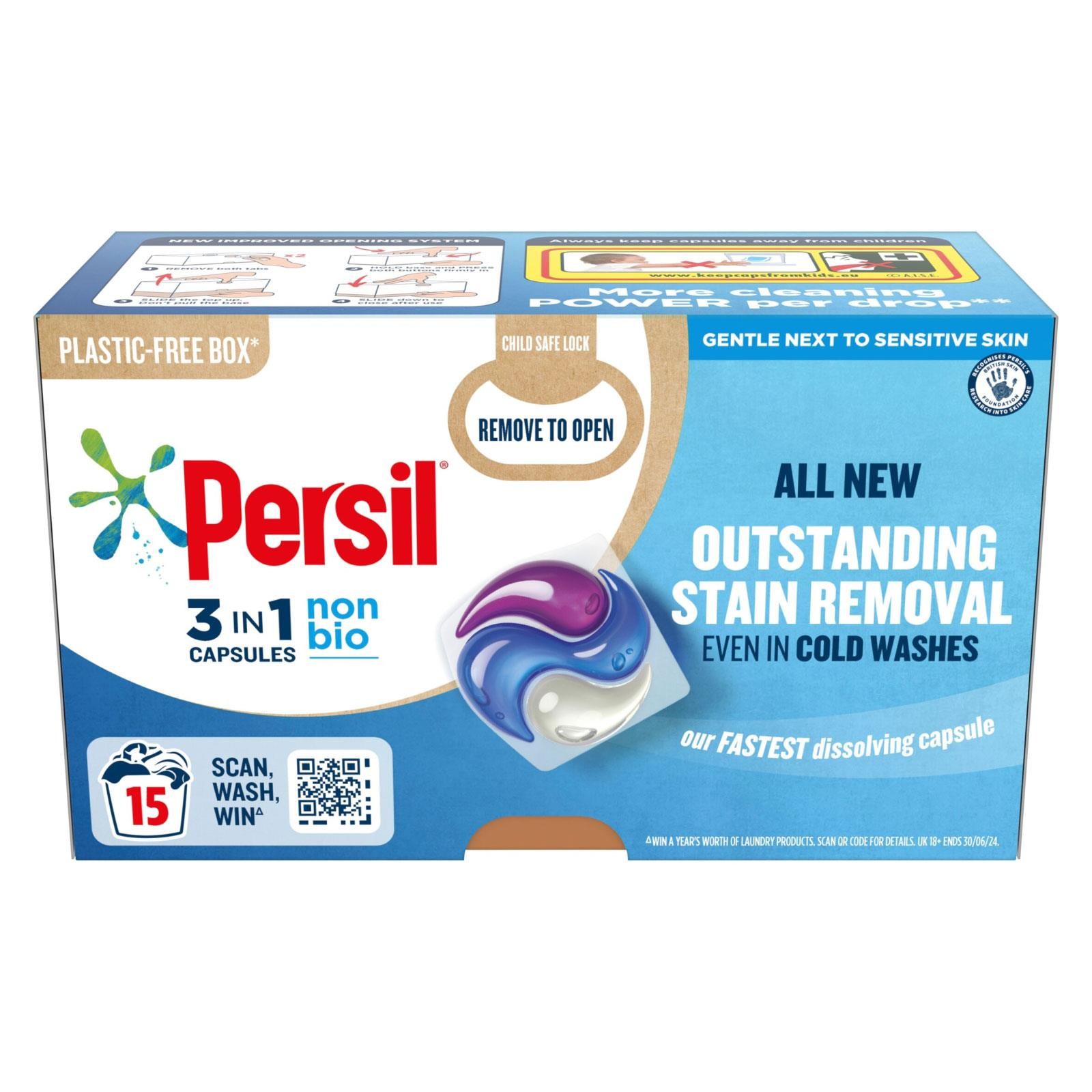 Persil 3 in 1 Non Bio Laundry Capsules 15 Washes