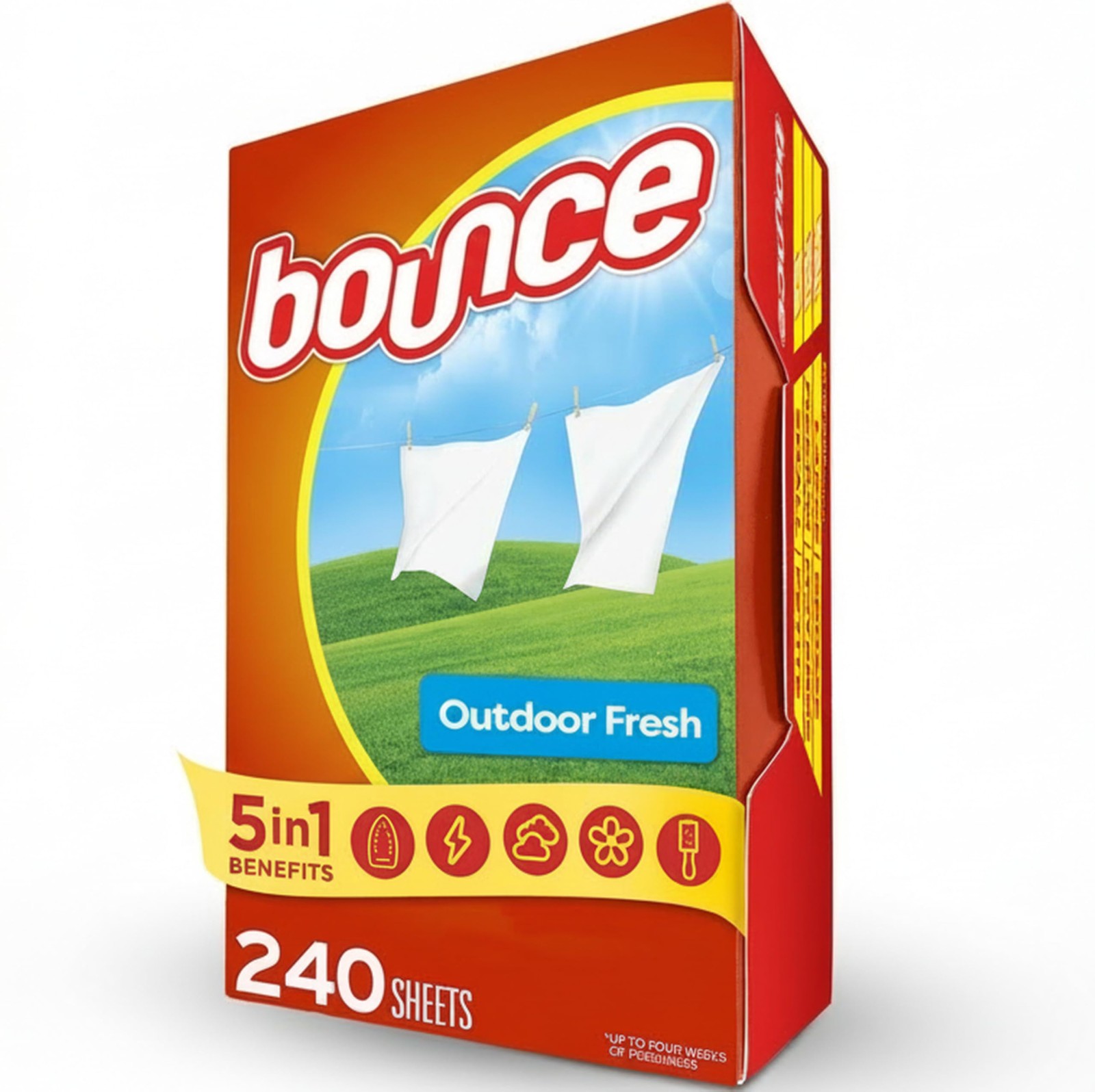 Bounce Fabric Softener Sheets, Outdoor Fresh 240 Count (Pack of 1), red