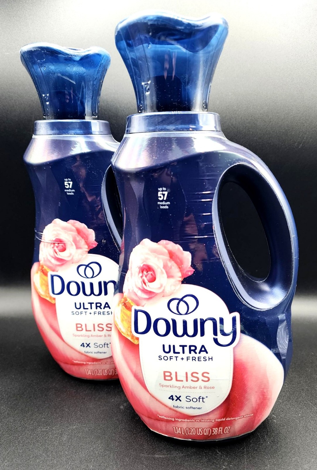 2 Downy ULTRA BLISS Sparking Amber & Rose Fabric Conditioner Softener 38 oz Ea
