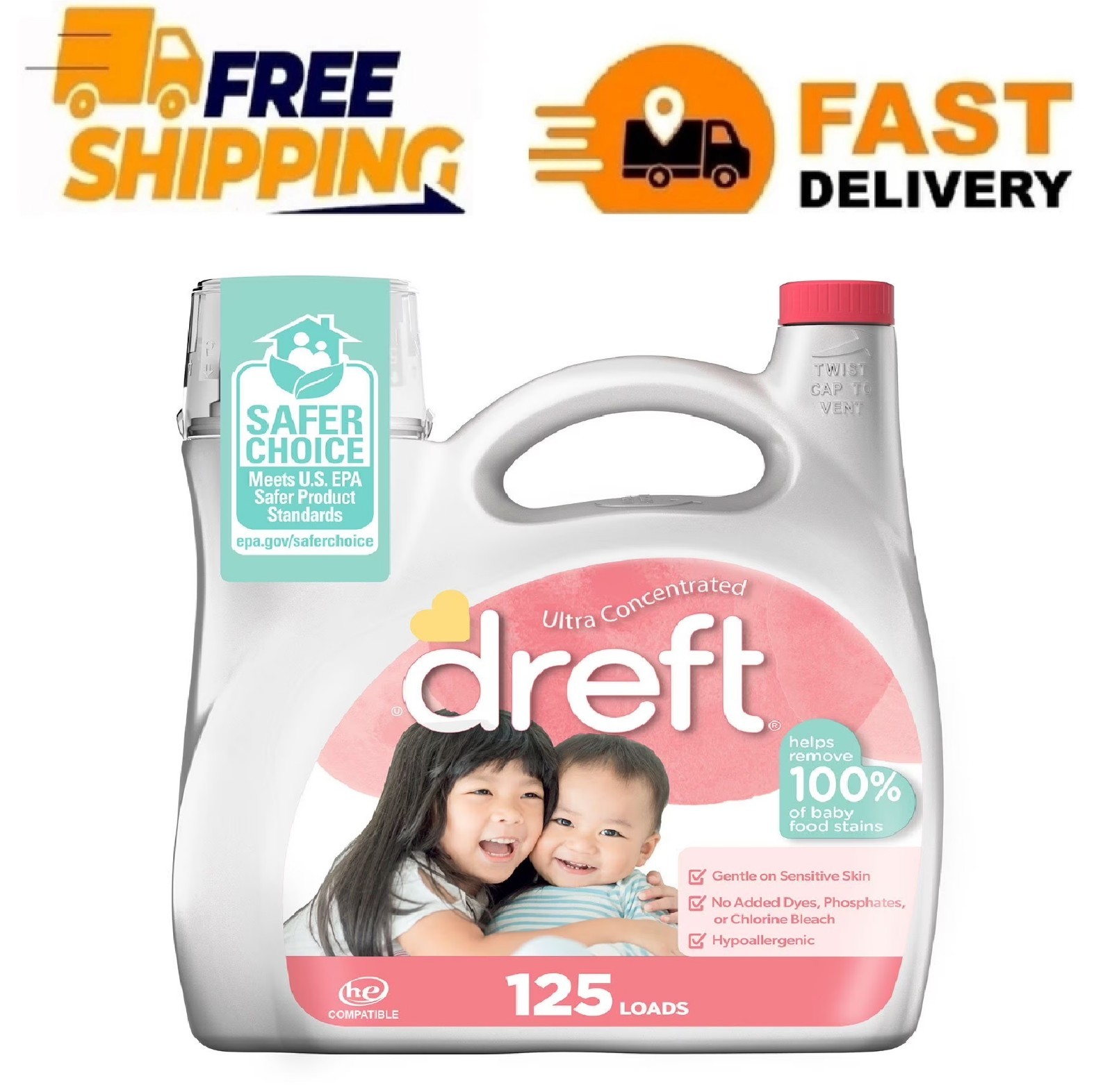 Dreft Baby Liquid Laundry Detergent, 125 loads, 170 fl. oz.