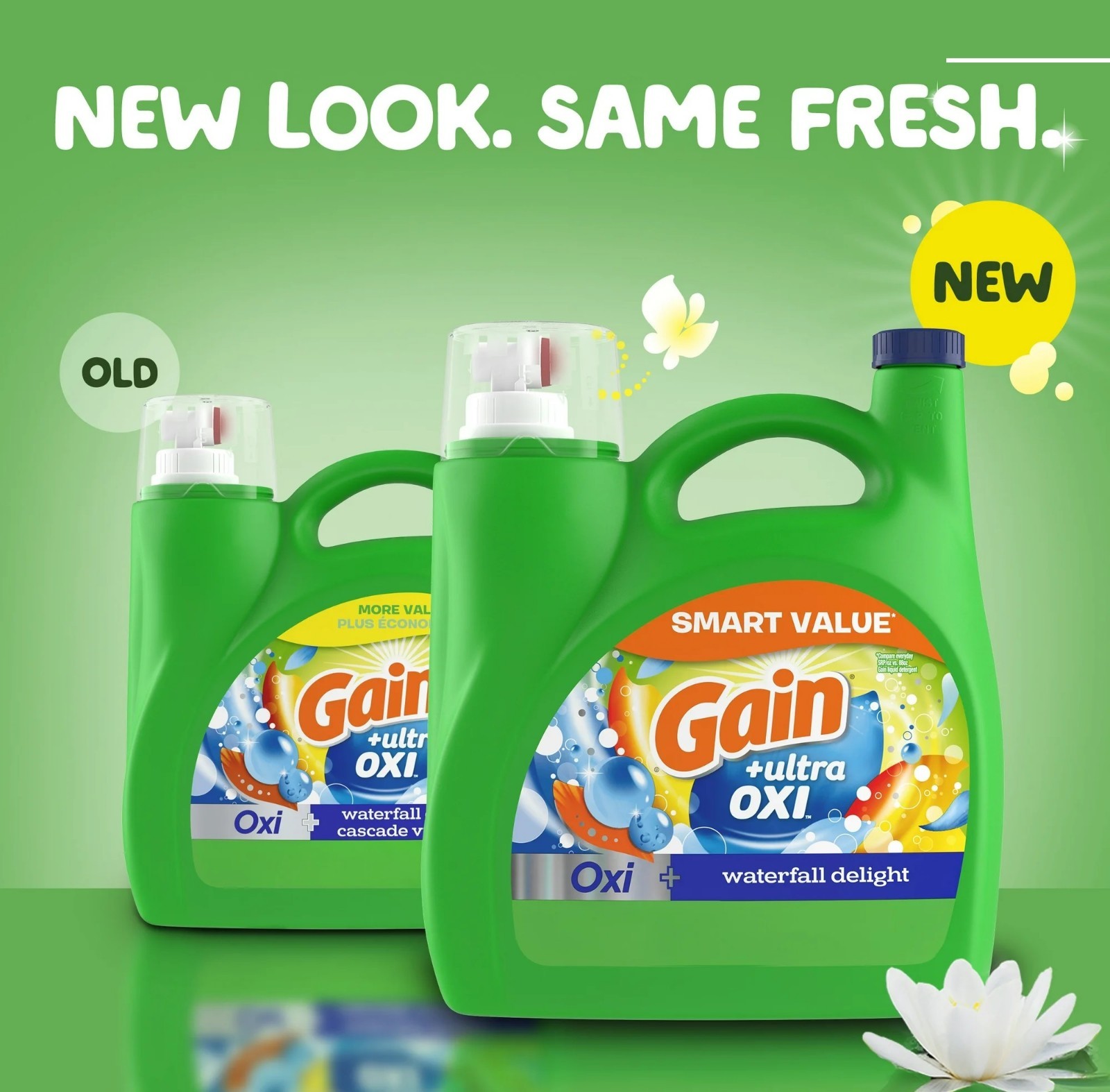 Gain Ultra Oxi Liquid Detergent, Waterfall Delight Scent, 154 oz, 107 Loads