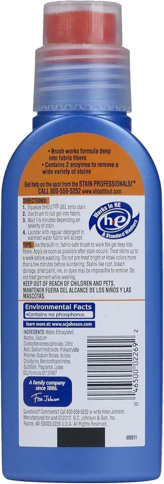 Shout Advanced Stain Remover Gel for Clothes Laundry Ultra Concentrated Gel 8.7