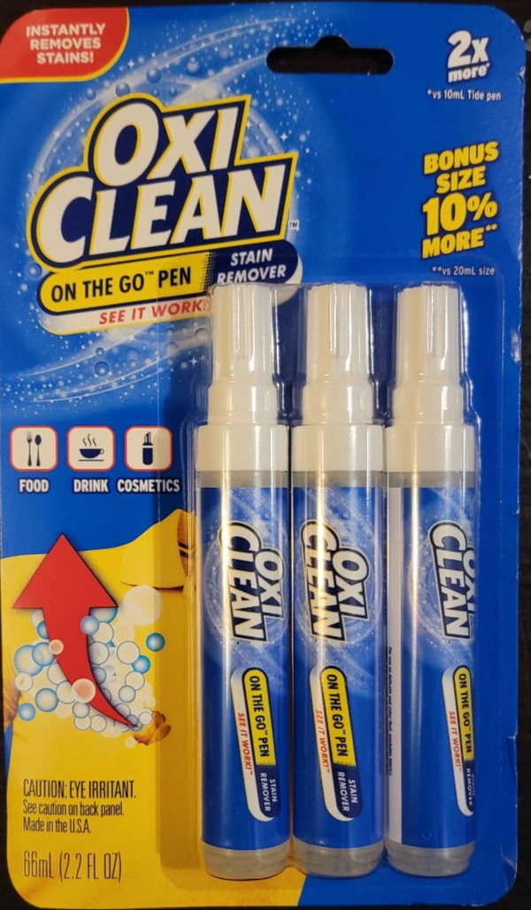 OxiClean On The Go Stain Remover Pen, 3-pack, 22mL pens, 66mL solution