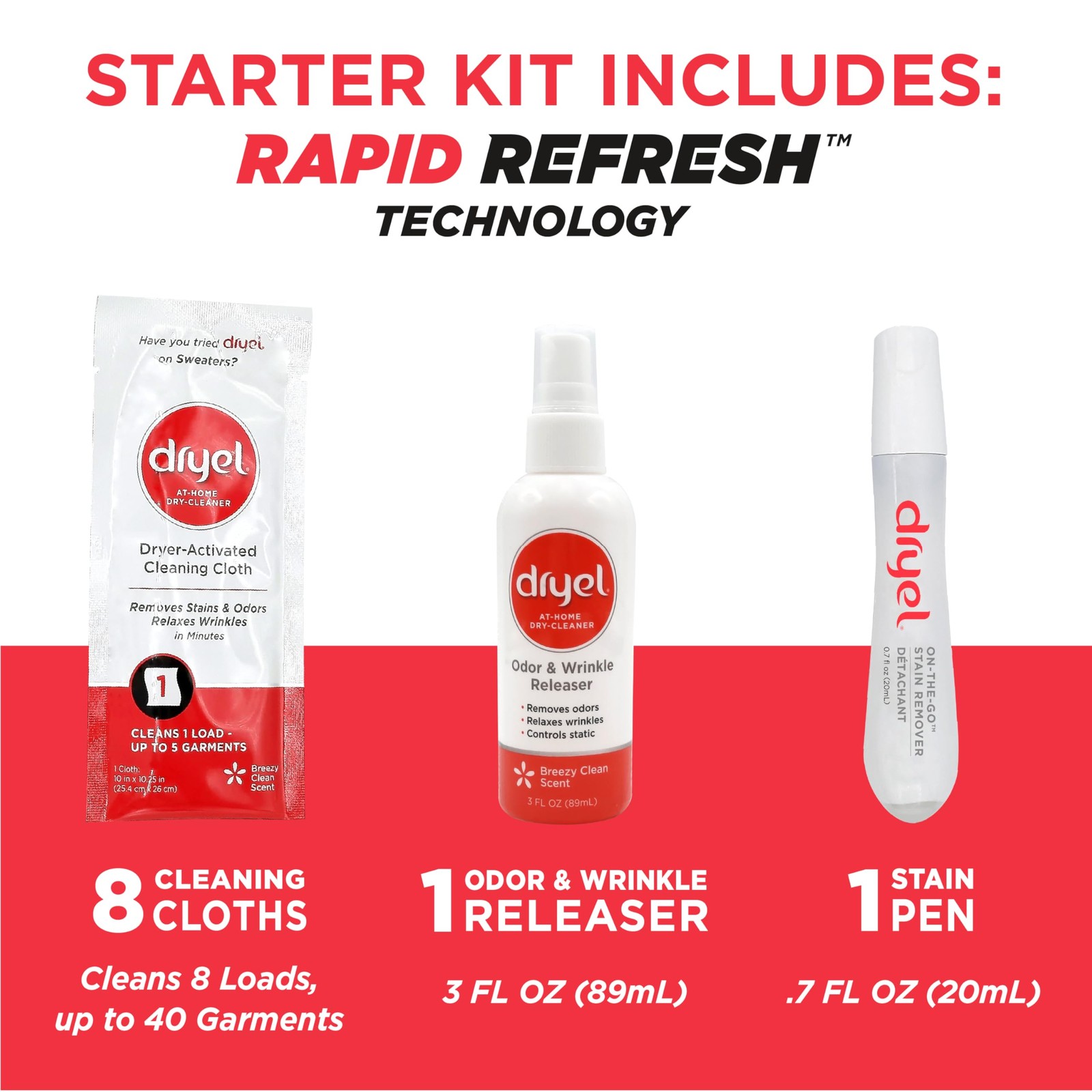 At-Home Dry Cleaning Kit with Stain Remover, 8 Loads for Delicate Fabrics