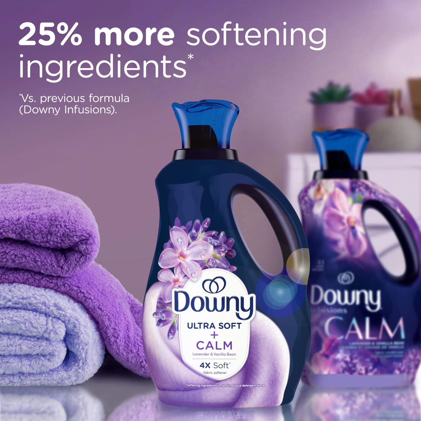 Downy Ultra Soft Fabric Softener Liquid, Calm, Lavender and Vanilla Bean, 56 …