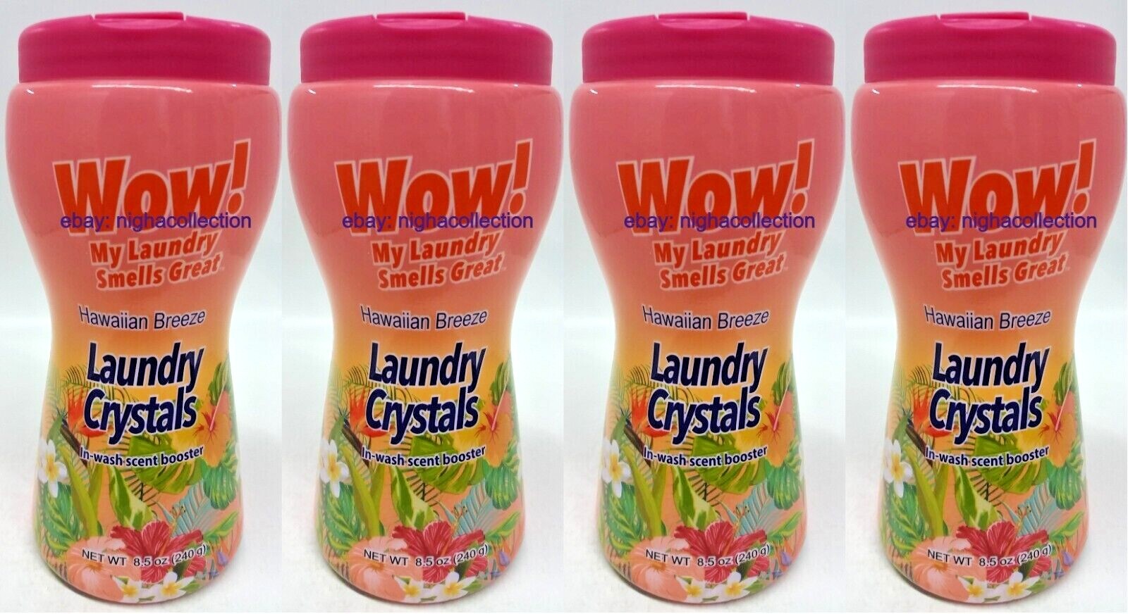 Lot of 4 In Wash Scent Booster Hawaiian Breeze Scent Safe on Colors Total=34 oz