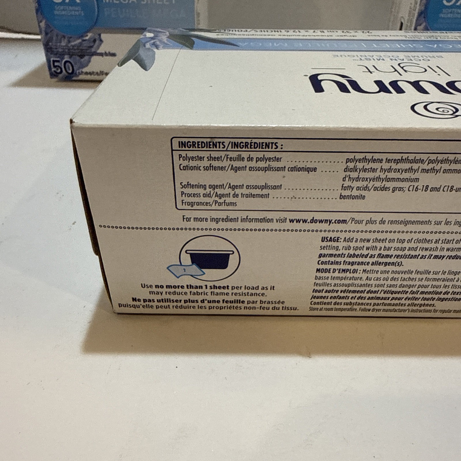 Lot 3: Downy Light Ocean Mist 3x Softening Ingredients 50 Mega Dryer Sheets