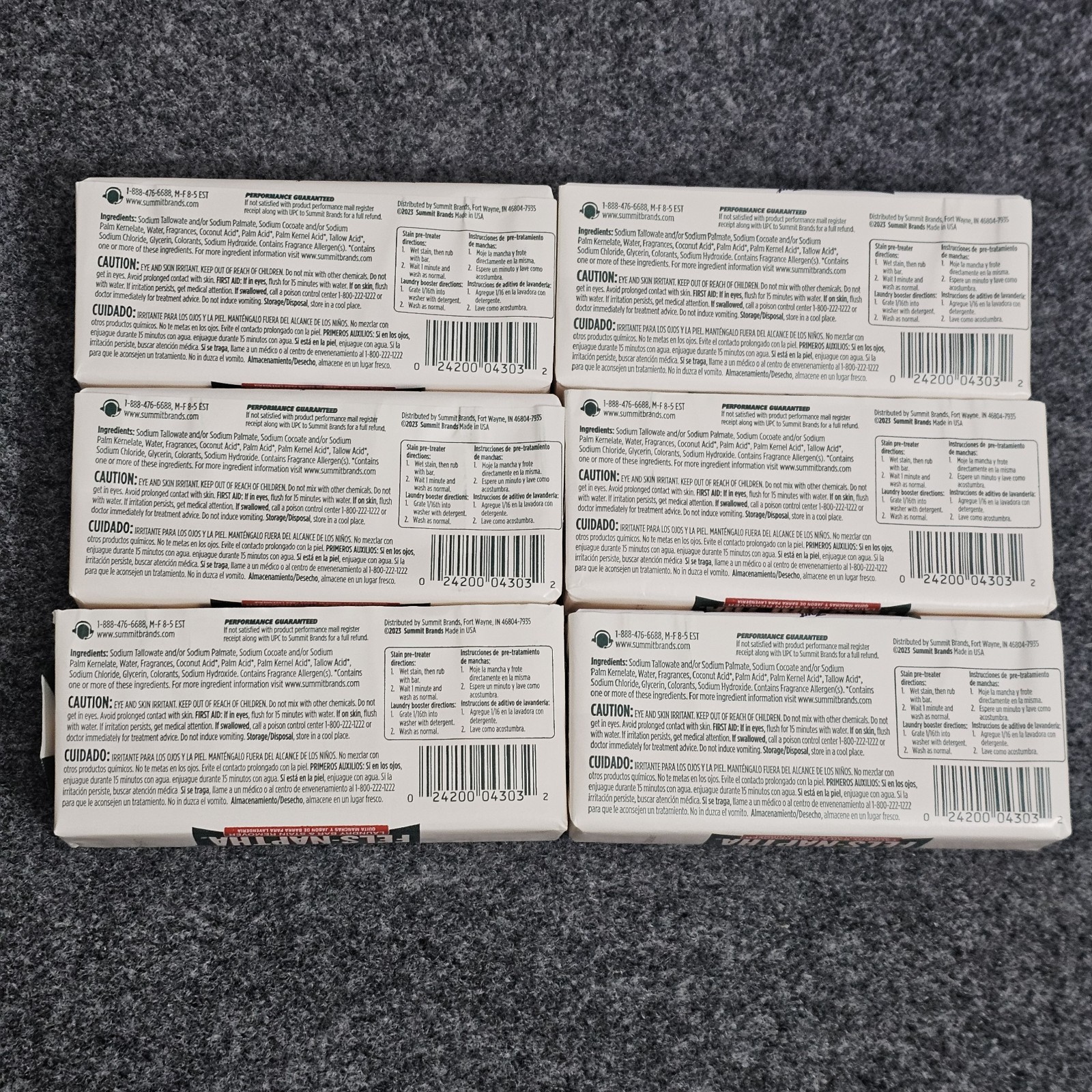 Fels-Naptha Laundry Bar & Stain Remover Lot Of 6 Bars 5oz Zout Soap Cleaner