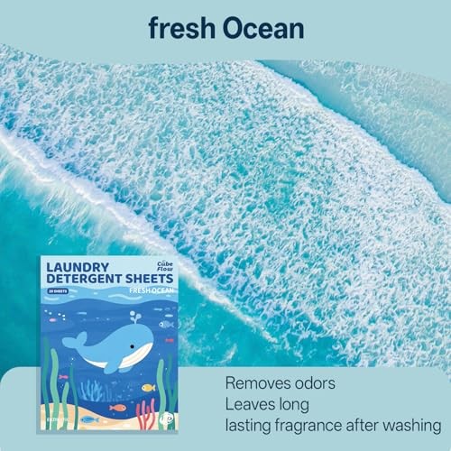 Laundry Detergent Sheets, Fresh Scent – 40 Loads | Plastic-Free, Eco Ocean
