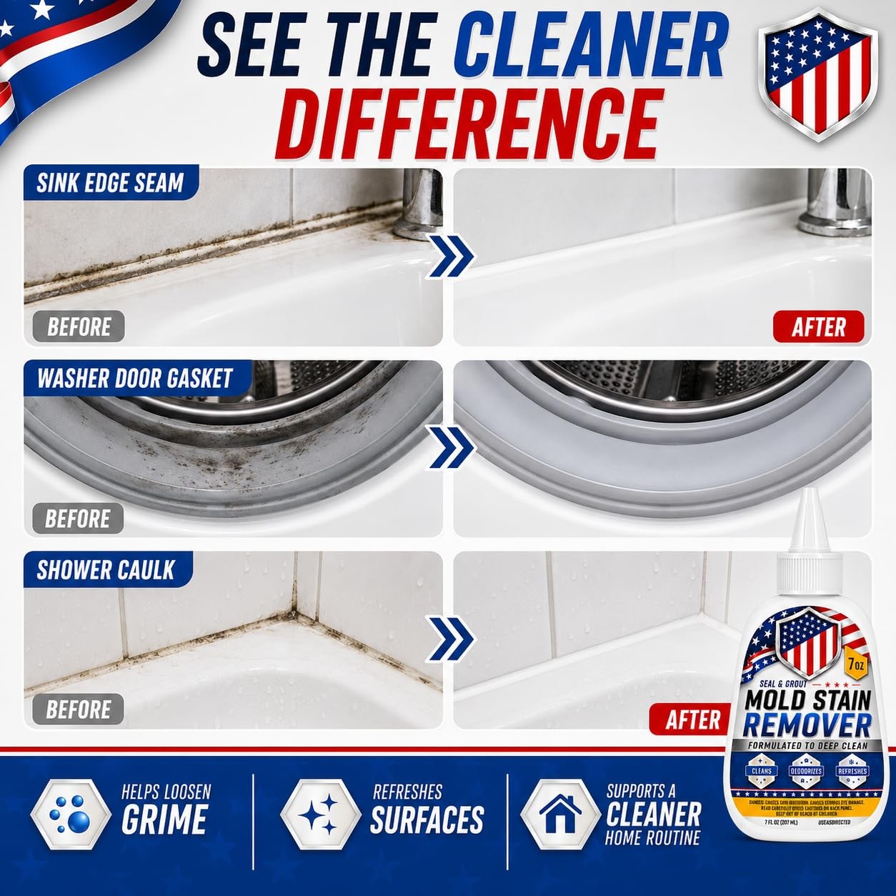 Mold Stain Cleaner Gel 7oz, Powerful Thick Stain Remover with Brush Applicato…