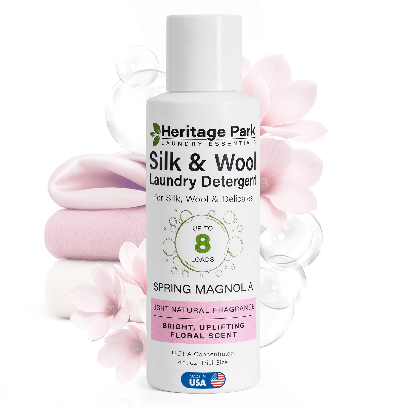 Heritage Park Silk & Wool Spring Magnolia Floral Scent, pH-Neutral Laundry De…