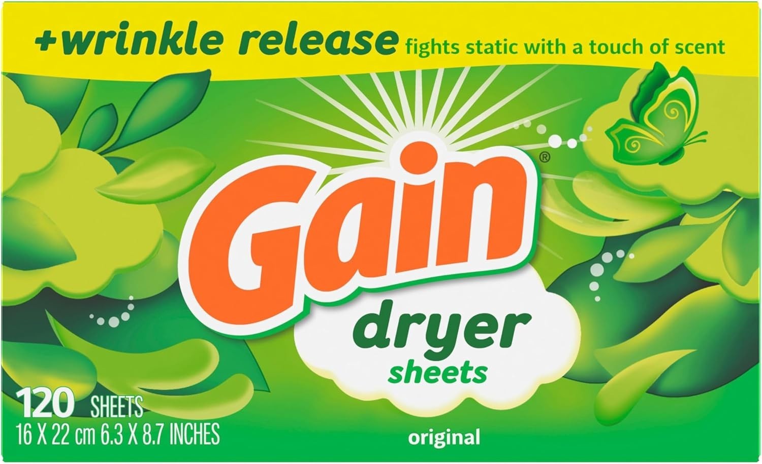 Gain Dryer Sheets 240 Count – Original Scent Wrinkle Release Anti Static Laundry
