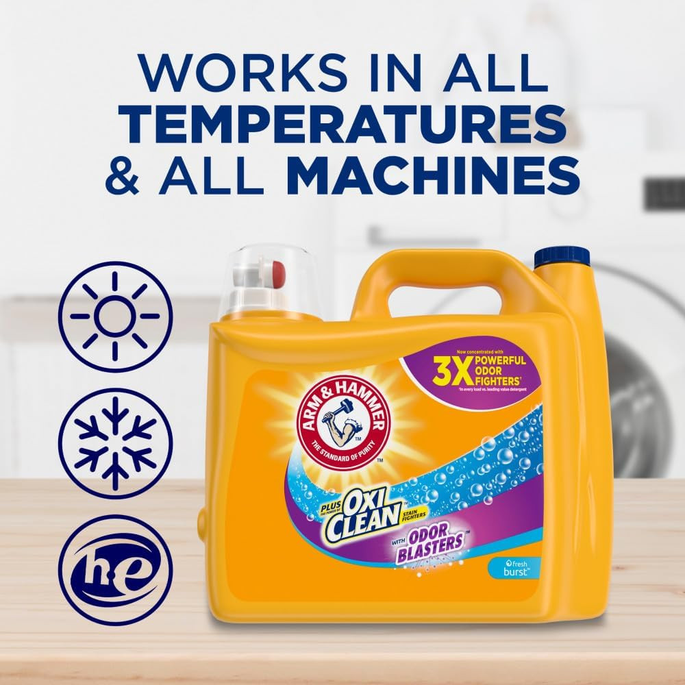 plus Oxiclean Odor Blasters Fresh Burst, 128 Loads Liquid Laundry Detergent, …