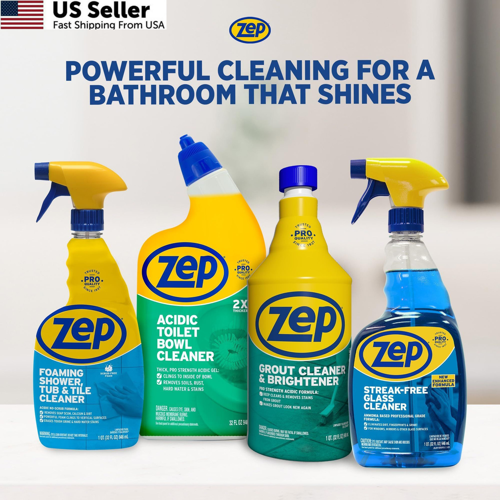 Zep Grout Cleaner and Brightener – 32 Ounce 32 Fl Oz (Pack of 1), ESSU104632