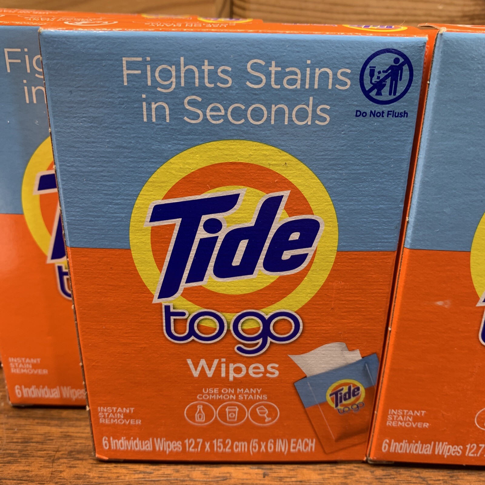 6x Tide To Go Wipes 6 Ct 5″ x 6″ (36 Total) Travel Size Instant Stain Remover