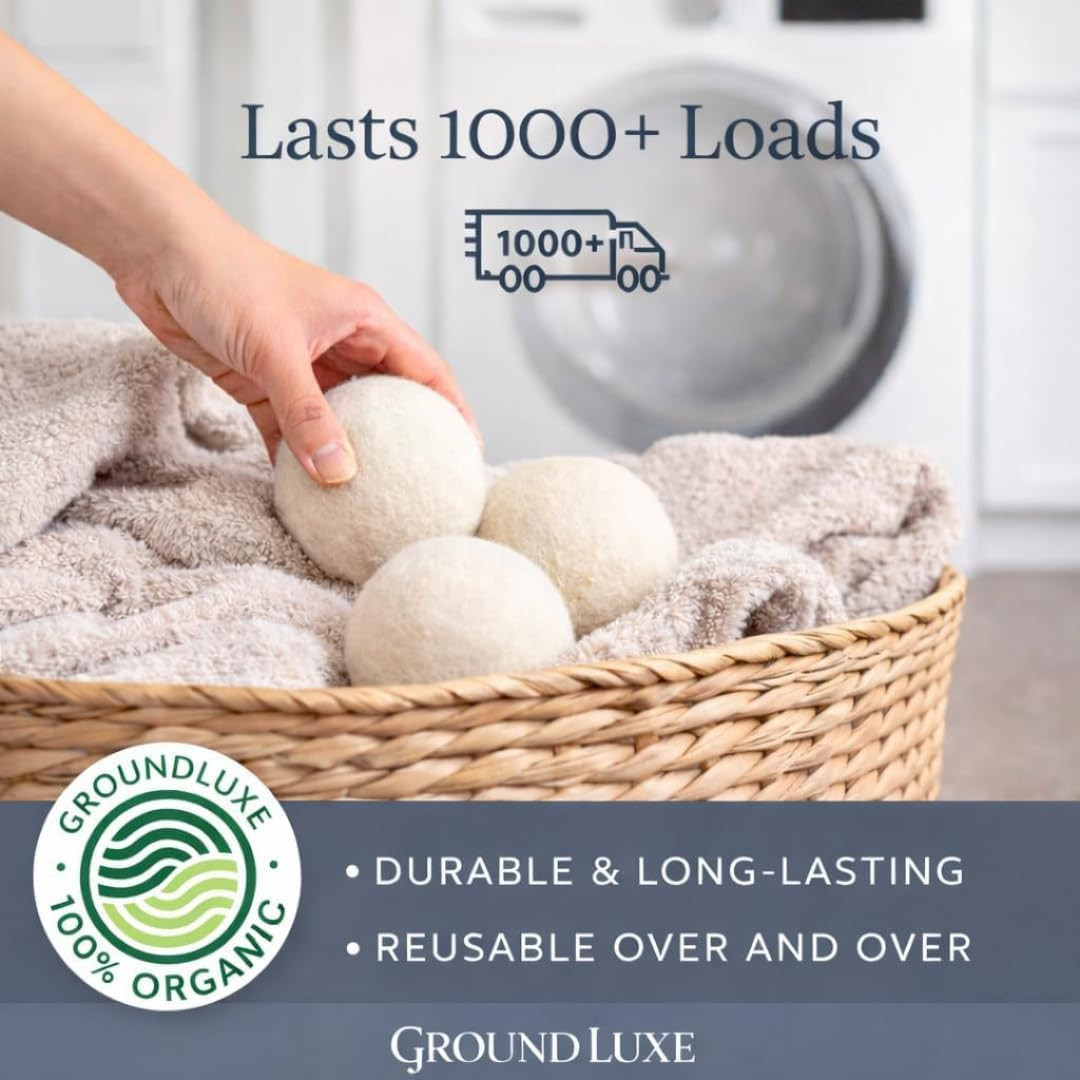 Premium New Zealand Wool Dryer Balls – 6-Pack, 100% Organic, Hand-Felted, Reusab