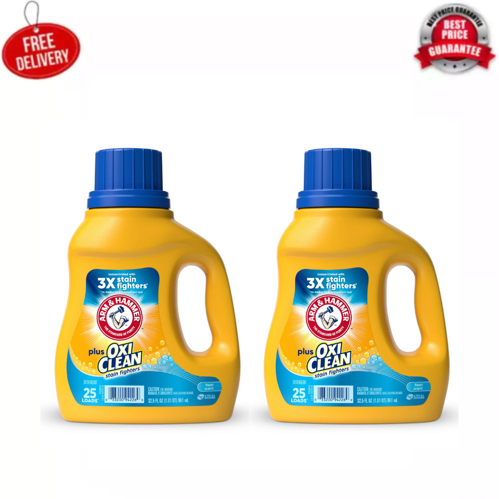Arm Hammer Plus OxiClean Fresh Scent, 25 Loads Liquid Laundry Detergent, 2 Pack