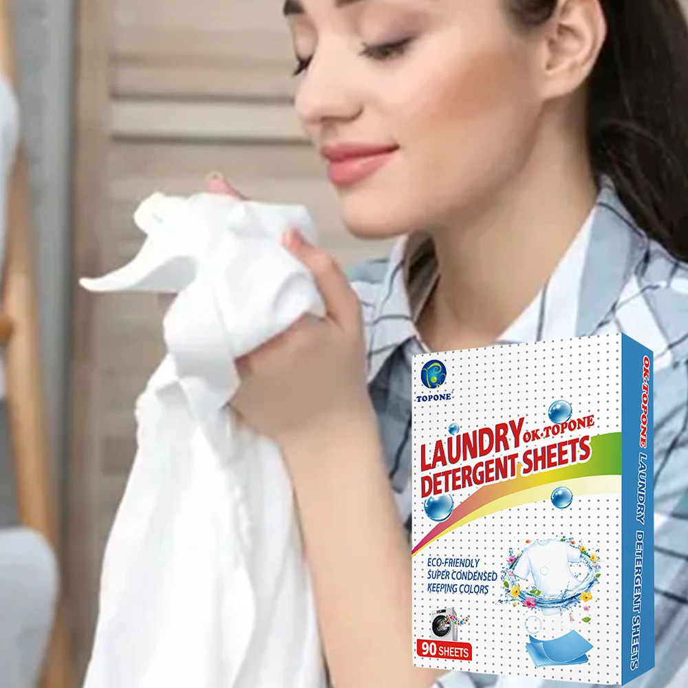 Laundry Detergent Sheets 90 Pcs Eco-friendly Soap No Waste Stain Remover Liquid