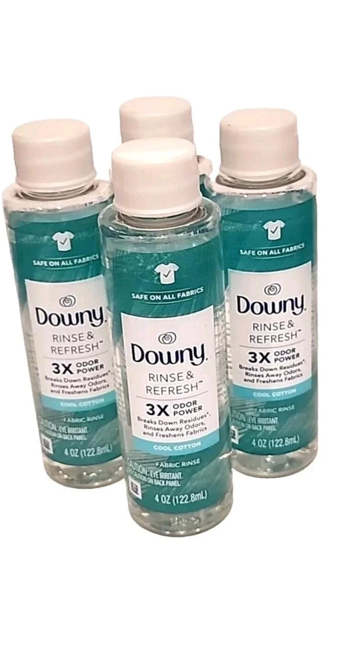 NEW Lot of 4 Downy Rinse & Refresh Cool Cotton 3x Odor Power Fabric Rinse 4 oz.