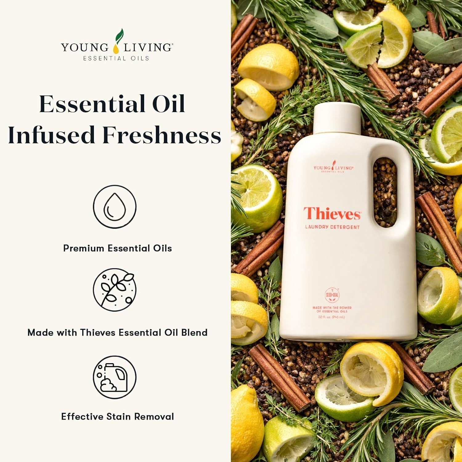 Young Living Thieves Laundry Detergent -(32 FL Ounces) / (946ml) – Free shipping
