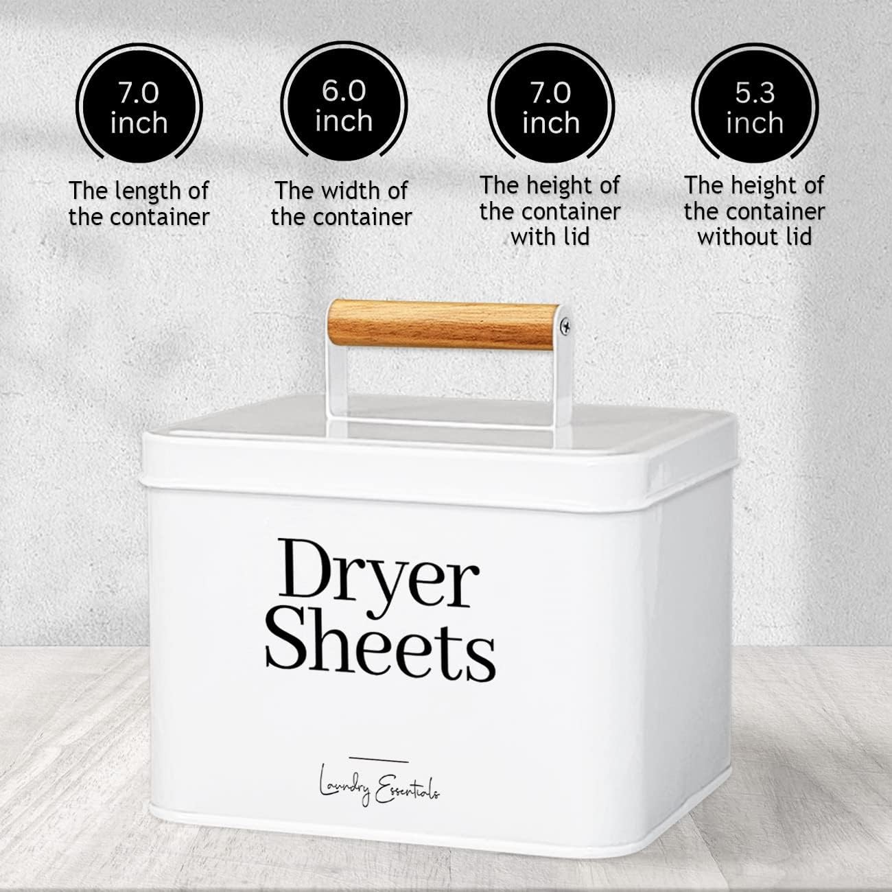 (2 Pack Bundle Modern Farmhouse Dryer Sheet Holder & Laundry Detergent Container