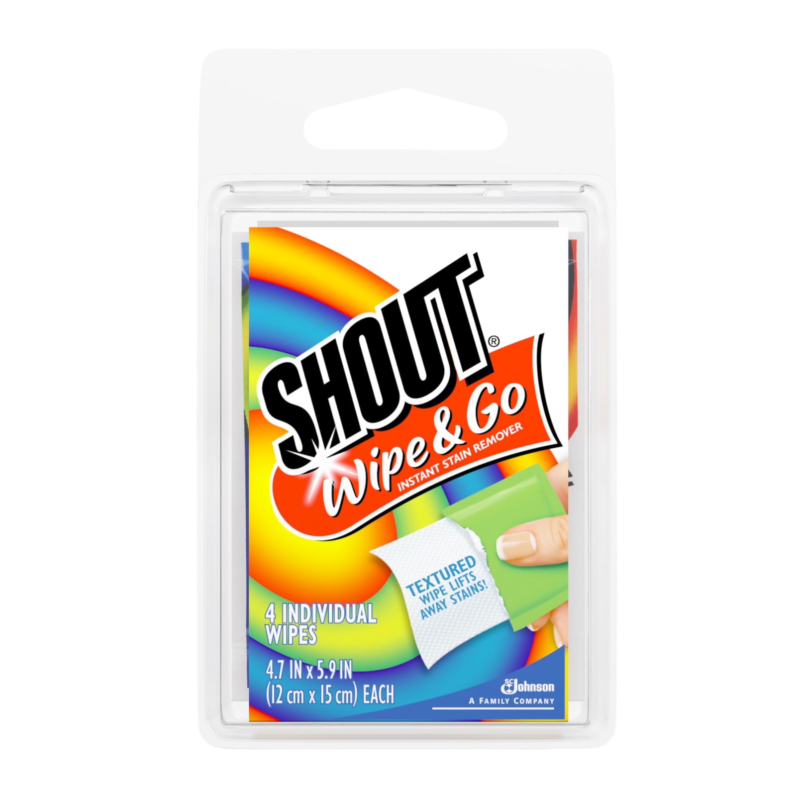 Shout Wipe Go Instant Stain Remover Portable Stain Wipes 4 Count Pack