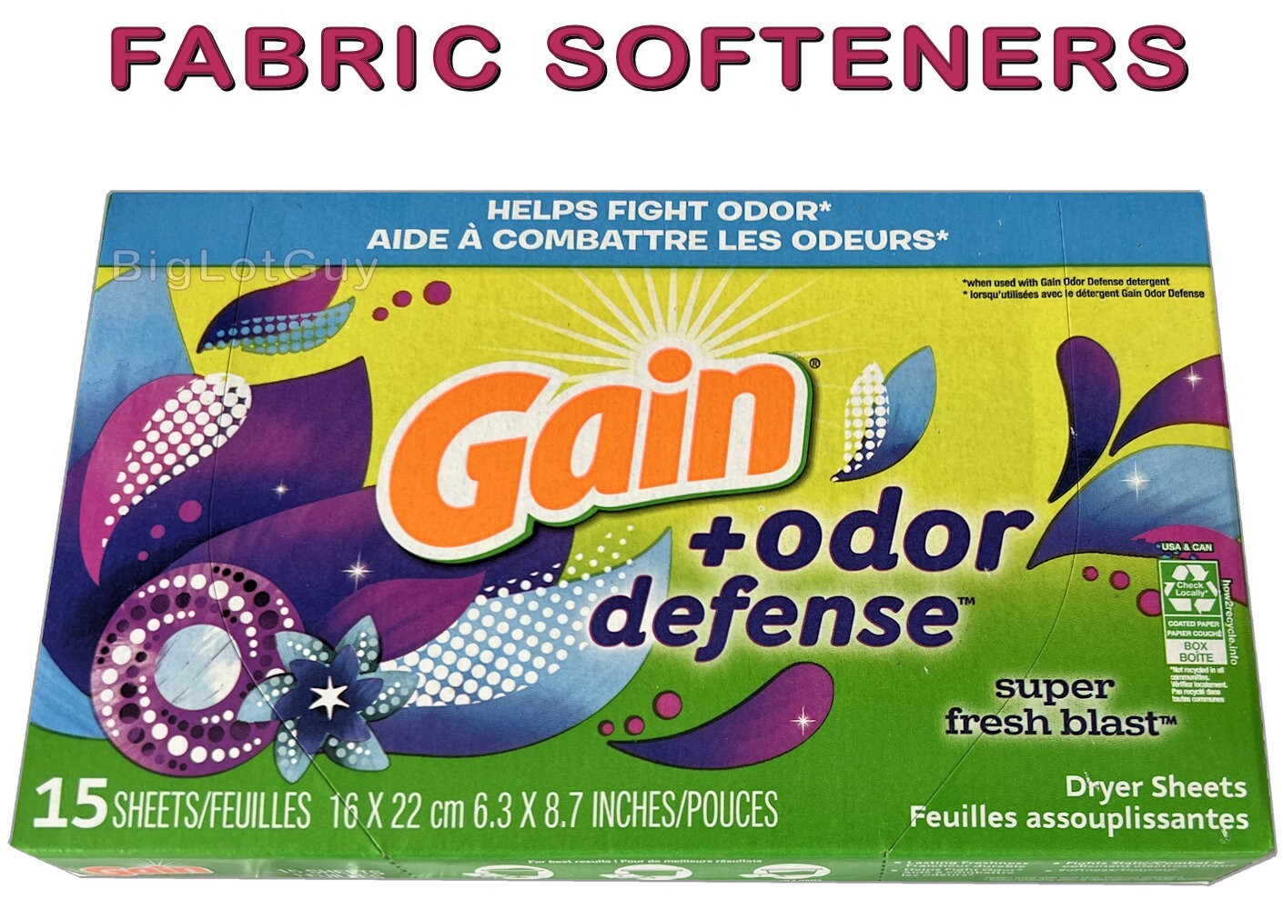 GAIN Fabric Softener Dryer Fragrant Laundry Sheets Fights Odor 15 Sheets Gain