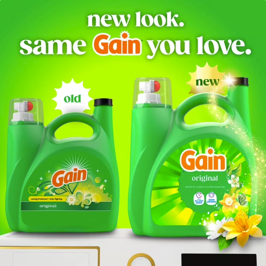 ( 2 Pack ) Gain Laundry Detergent Liquid, Original Scent, 132 fl oz, 100 Loads