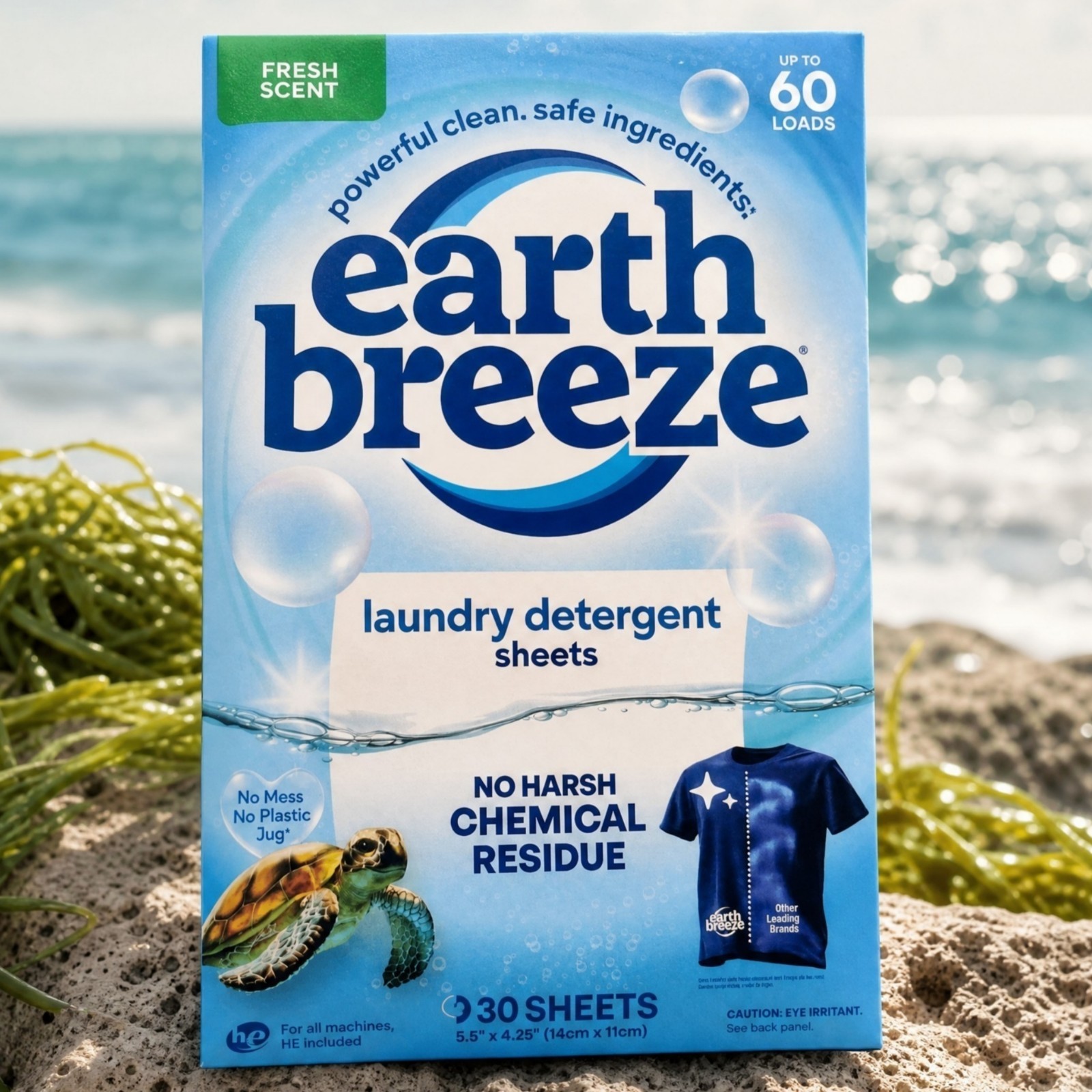 Earth Breeze Fresh Scent Laundry Detergent Eco Sheets 30 Count, 60 Loads