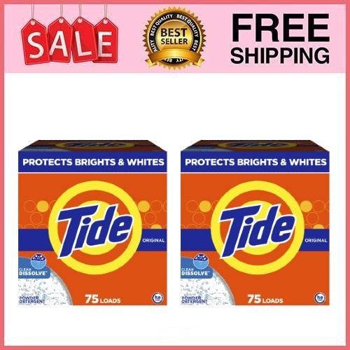 2 Box Tide Powder Laundry Detergent, Original Scent, 85 oz, 75 Loads