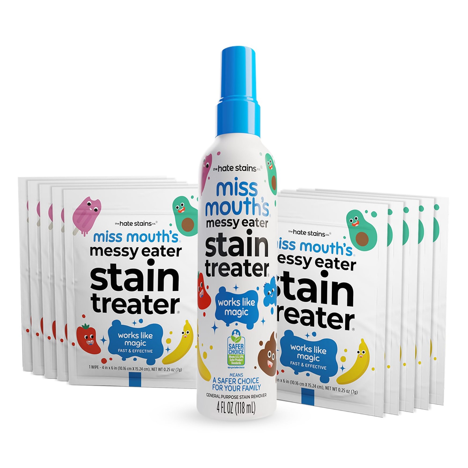 Miss Mouth’s Messy Eater Stain Treater Spray – 4oz & 10 spray & 10 pack wipes