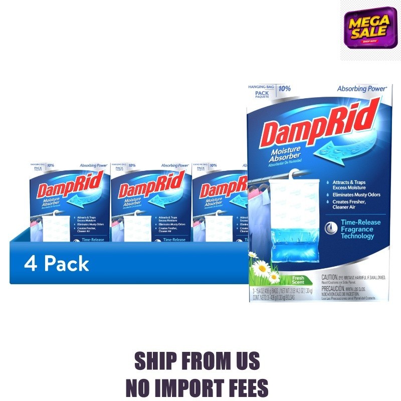 (4 pack) DampRid Fresh Scent Hanging Moisture Absorbers, 3 Count