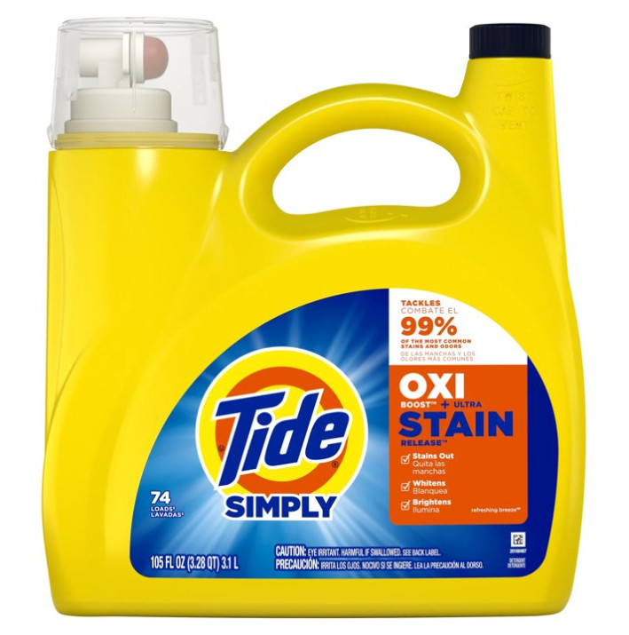 4 Pack Oxi Boost + Ultra Stain Laundry Detergent, Refreshing Breeze, 74 Loads Pk