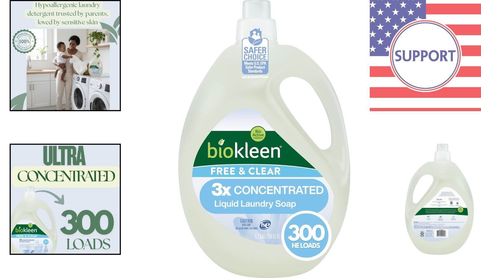 Hypoallergenic Unscented Laundry Detergent – 150 Oz, 300 Loads Stain Remover
