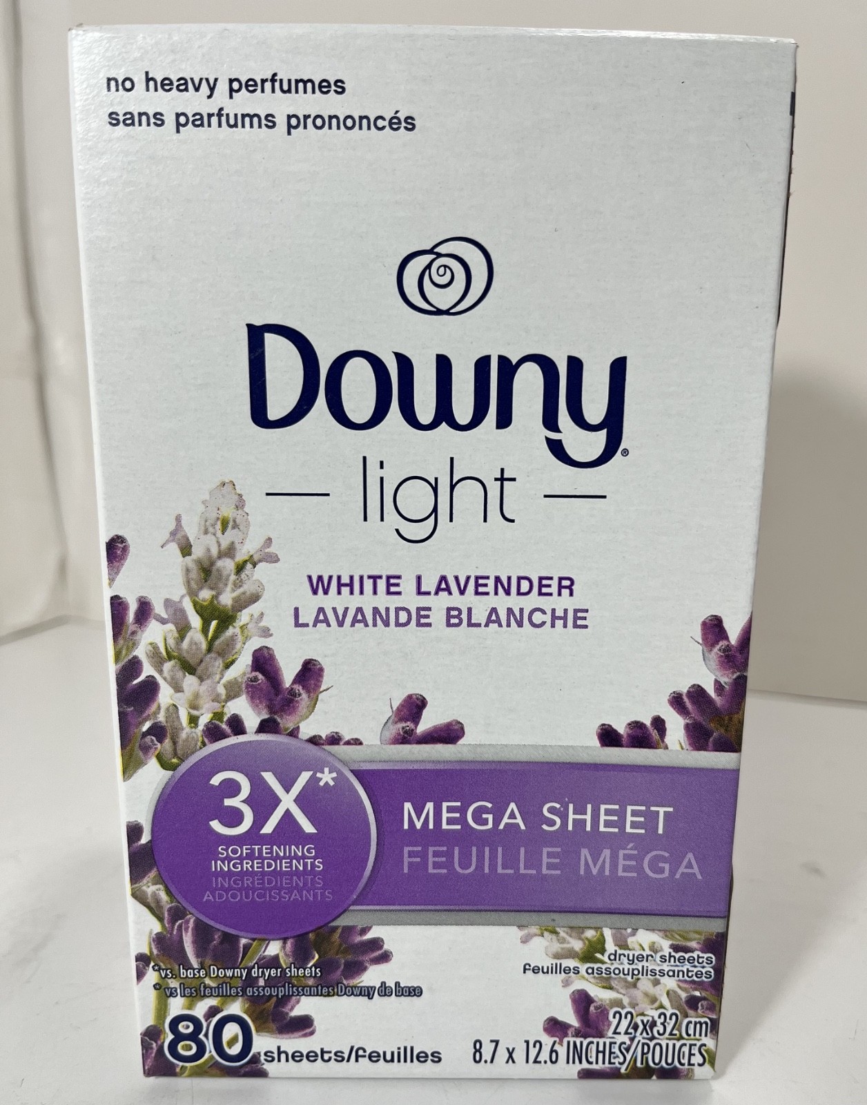 DOWNY Light WHITE LAVENDER Mega Sheet 3x Softening No Heavy Perfumes, 80 Sheets