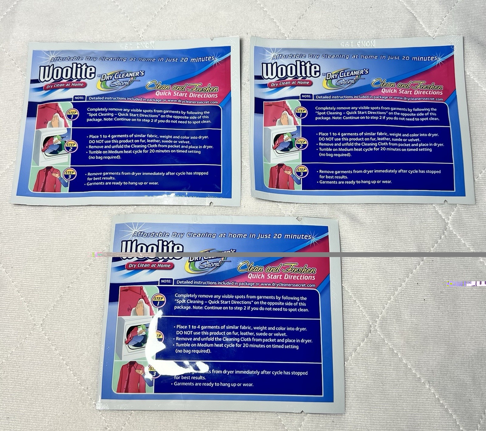 Woolite Dry Clean At Home By Dry Cleaner’s Secret 3 NEW Cloths Discontinued RARE