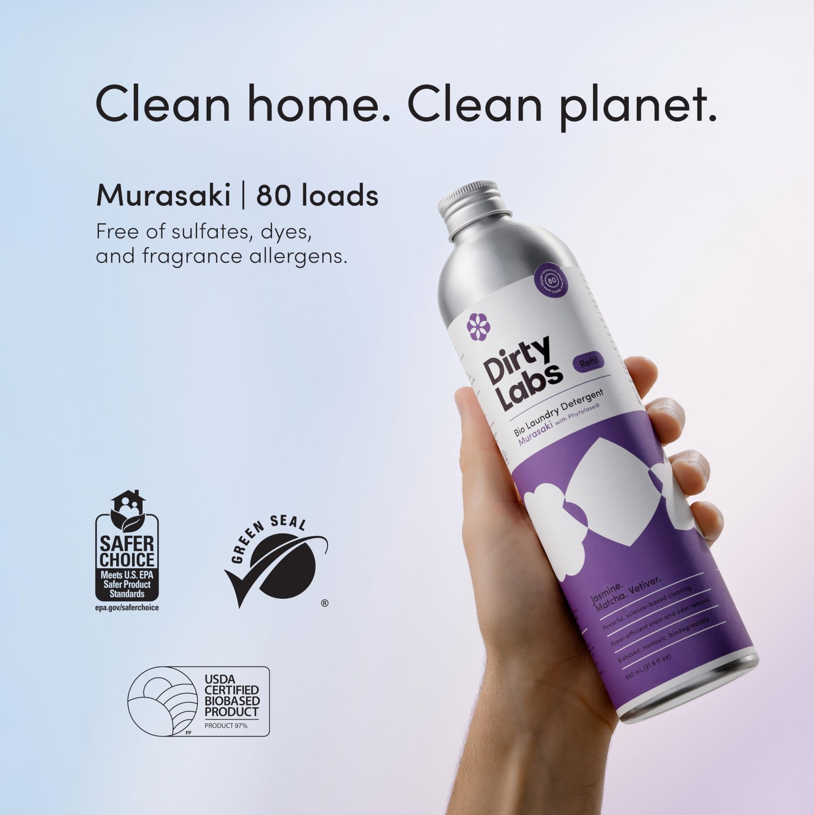 Murasaki Scent Bio-Liquid Laundry Detergent, 80 Loads, Nontoxic & Stain Removal