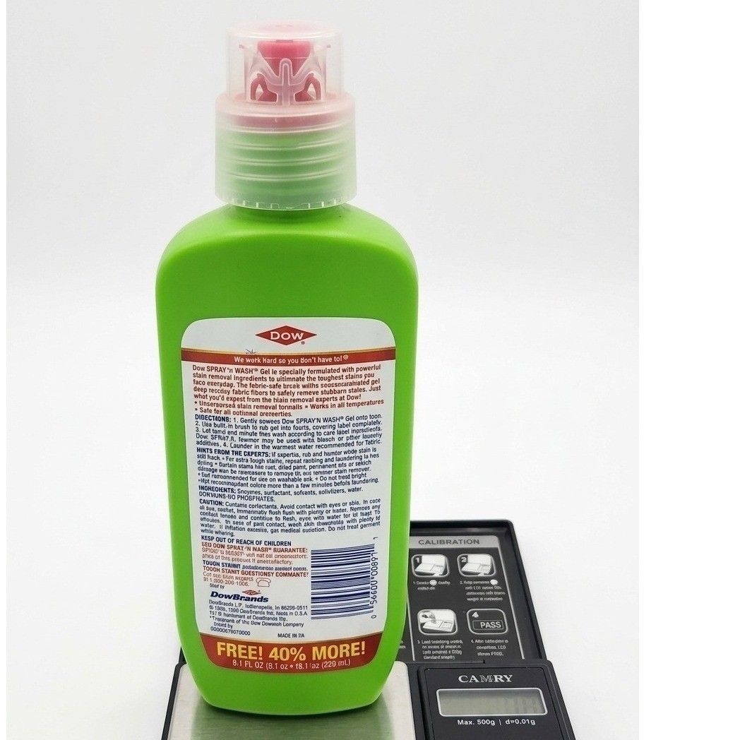 Vintage Dow Spray n Wash Gel Laundry Stain Remover 9.1 oz New Old Stock Rare