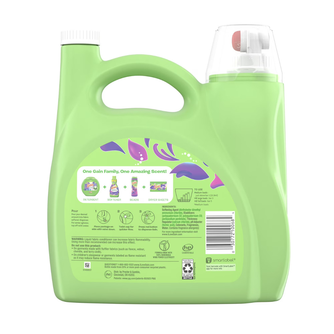 2 Pack Gain Liquid Fabric Softener, Moonlight Breeze Scent, 140 fl oz, 190 Loads