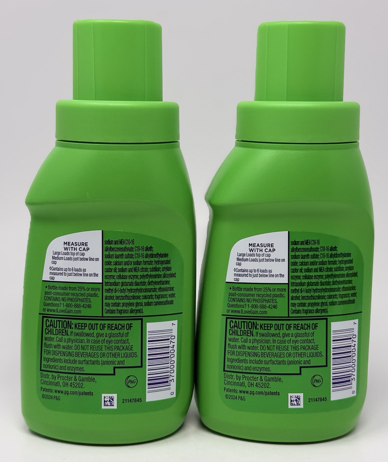 2 NEW Gain Original Liquid Laundry Detergent Mini 10 fl oz Bottles Travel Sizes