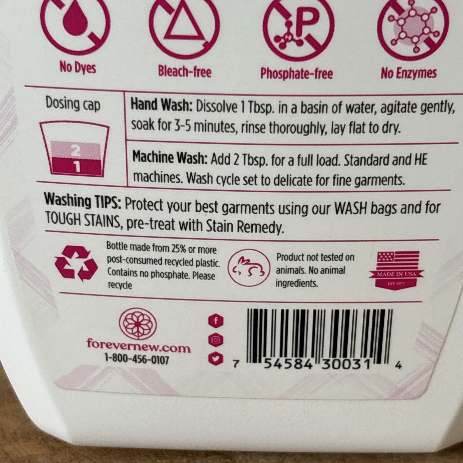 FOREVER NEW Liquid Detergent Delicate Laundry Fabric Care Wash Fragrance Free