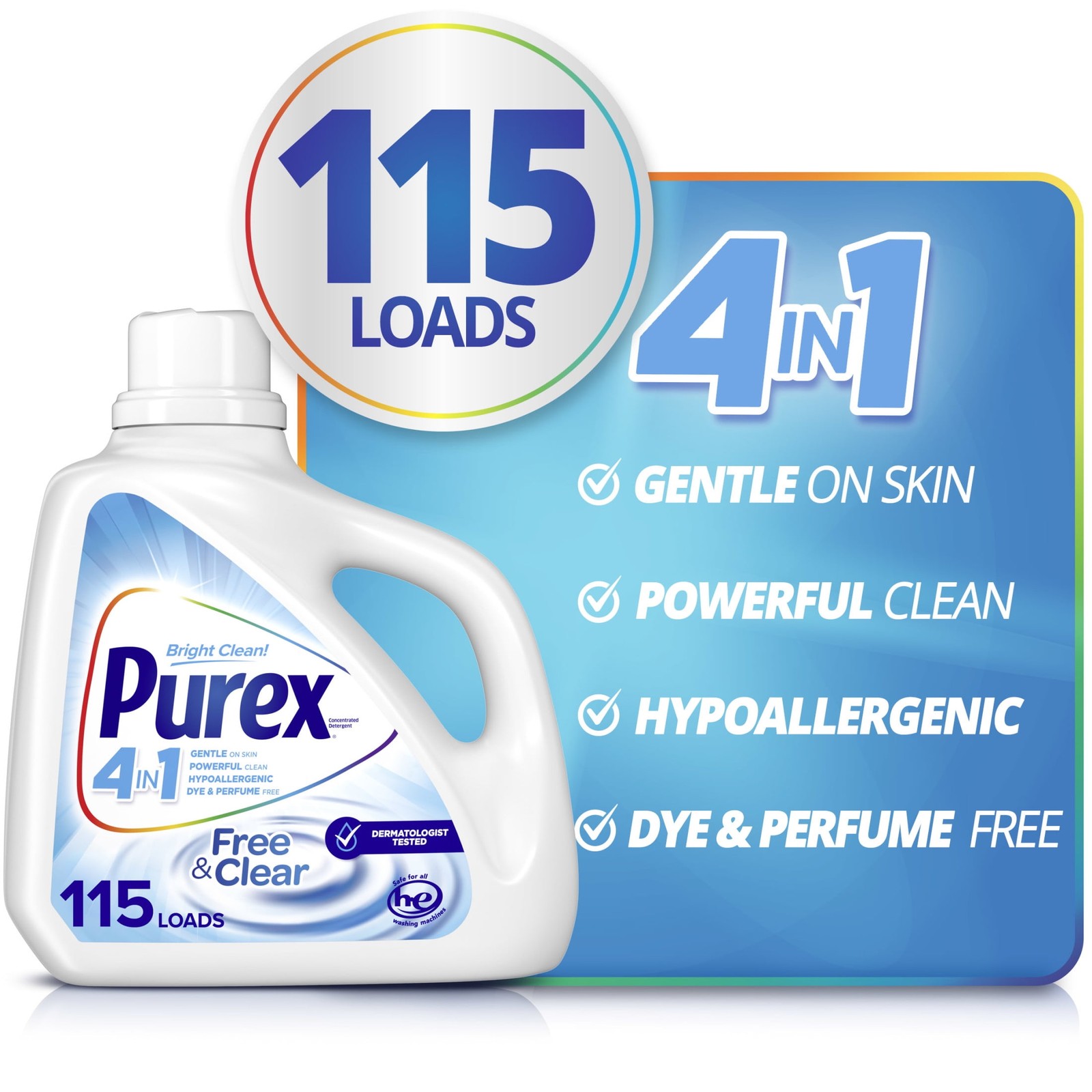 Liquid Laundry Detergent for Sensitive Skin, 150 fl oz, 115 Loads