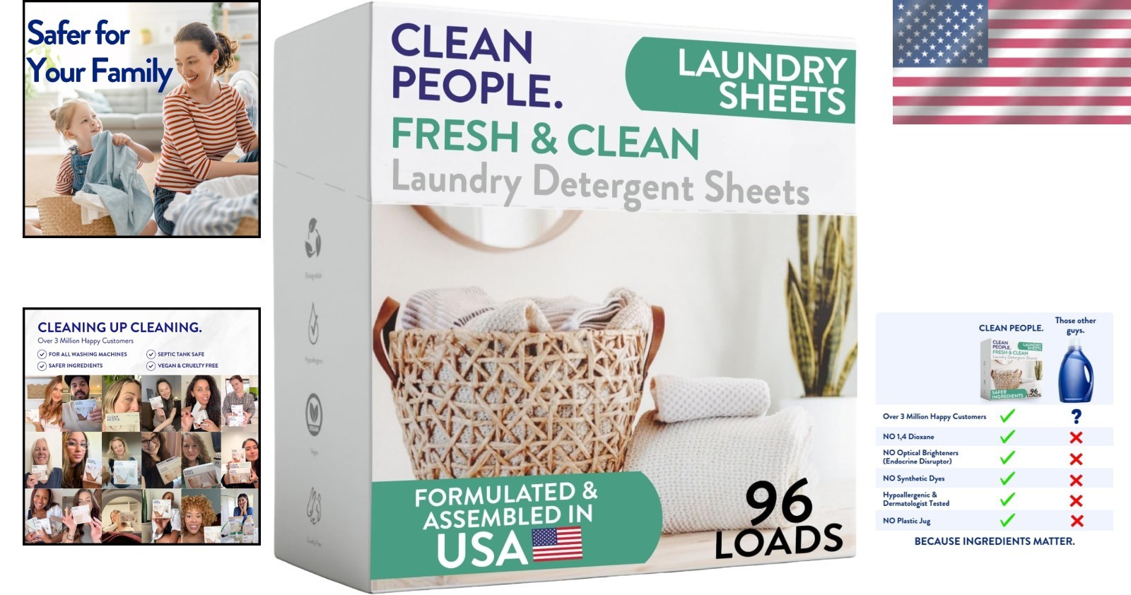 Eco-Friendly Laundry Detergent Sheets – 96 Count – Perfect for All Washers