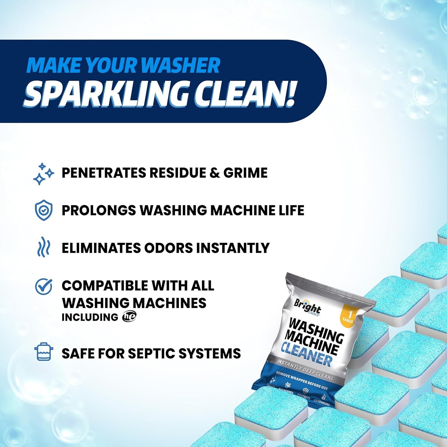 Washing Machine Cleaner Tablets 24 Pack – Deep Cleaning for Front &…
