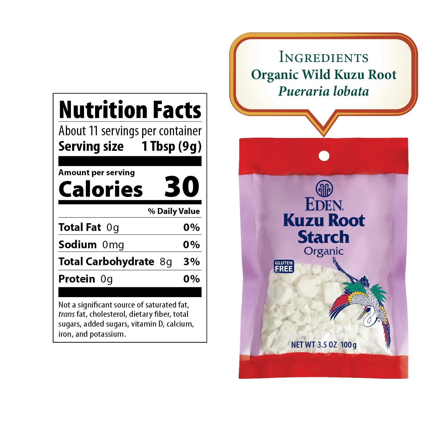 Eden Organic Wild Kuzu Root Starch, Kudzu 3.5 Ounce (Pack of 1), No Color