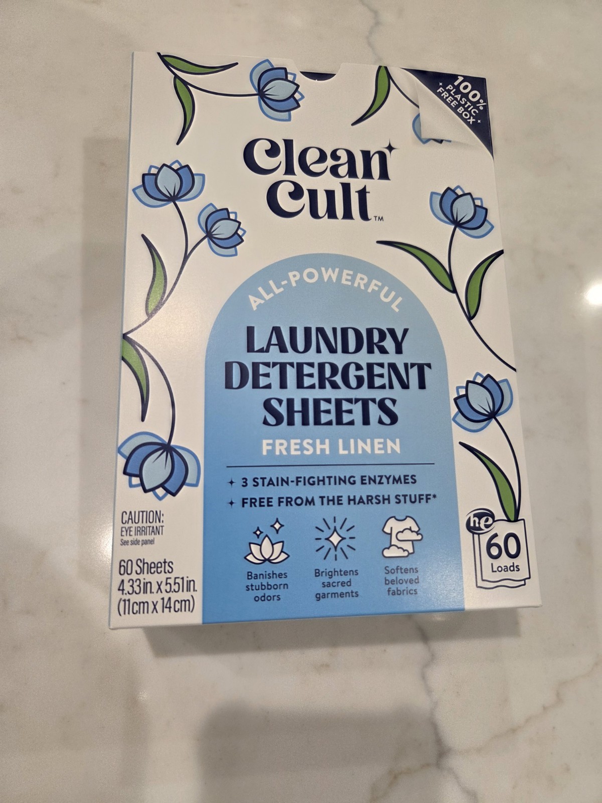CLEAN CULT LAUNDRY DETERGENT SHEETS Fresh Linen Scent 60 Loads