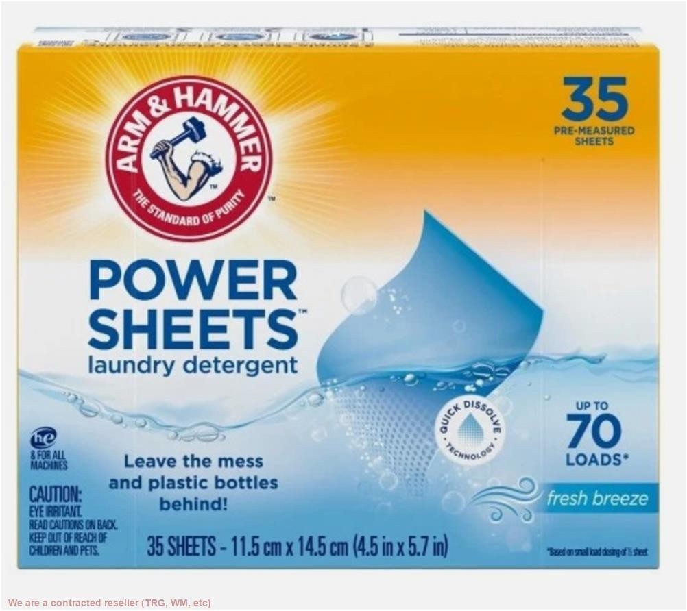 Arm & Hammer Laundry Detergent Power Sheets,Fresh Breeze, 35 Ct