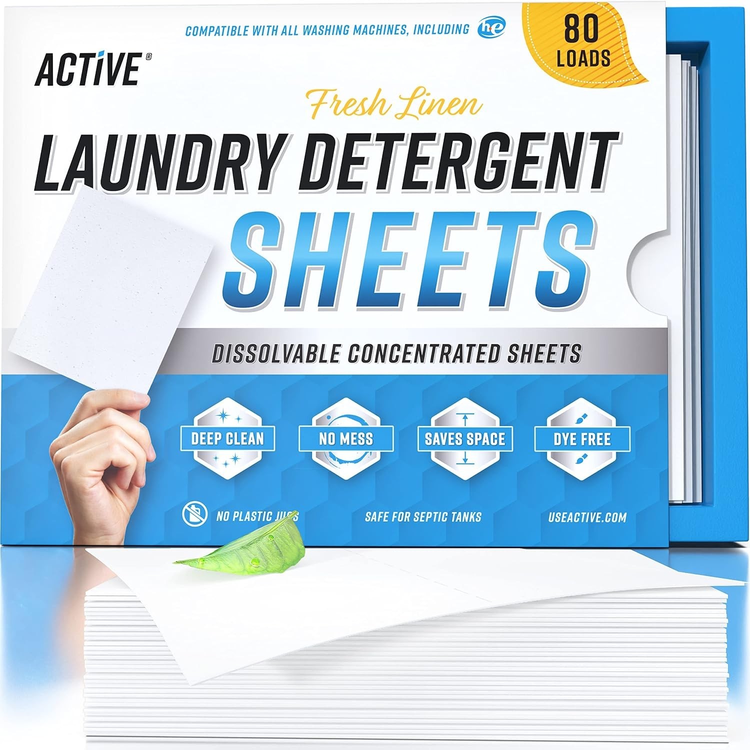 Laundry Detergent Sheets Eco Washing Strips – 80 Loads, Liquidless Fresh Scen…
