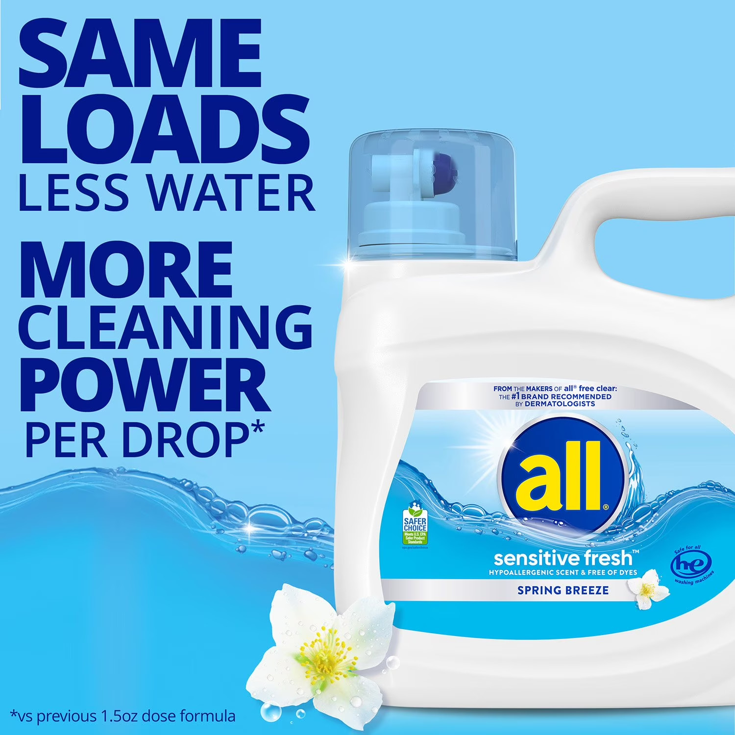 All Sensitive Fresh Liquid Laundry Detergent 208 fl oz 166 Loads Hypoallergenic