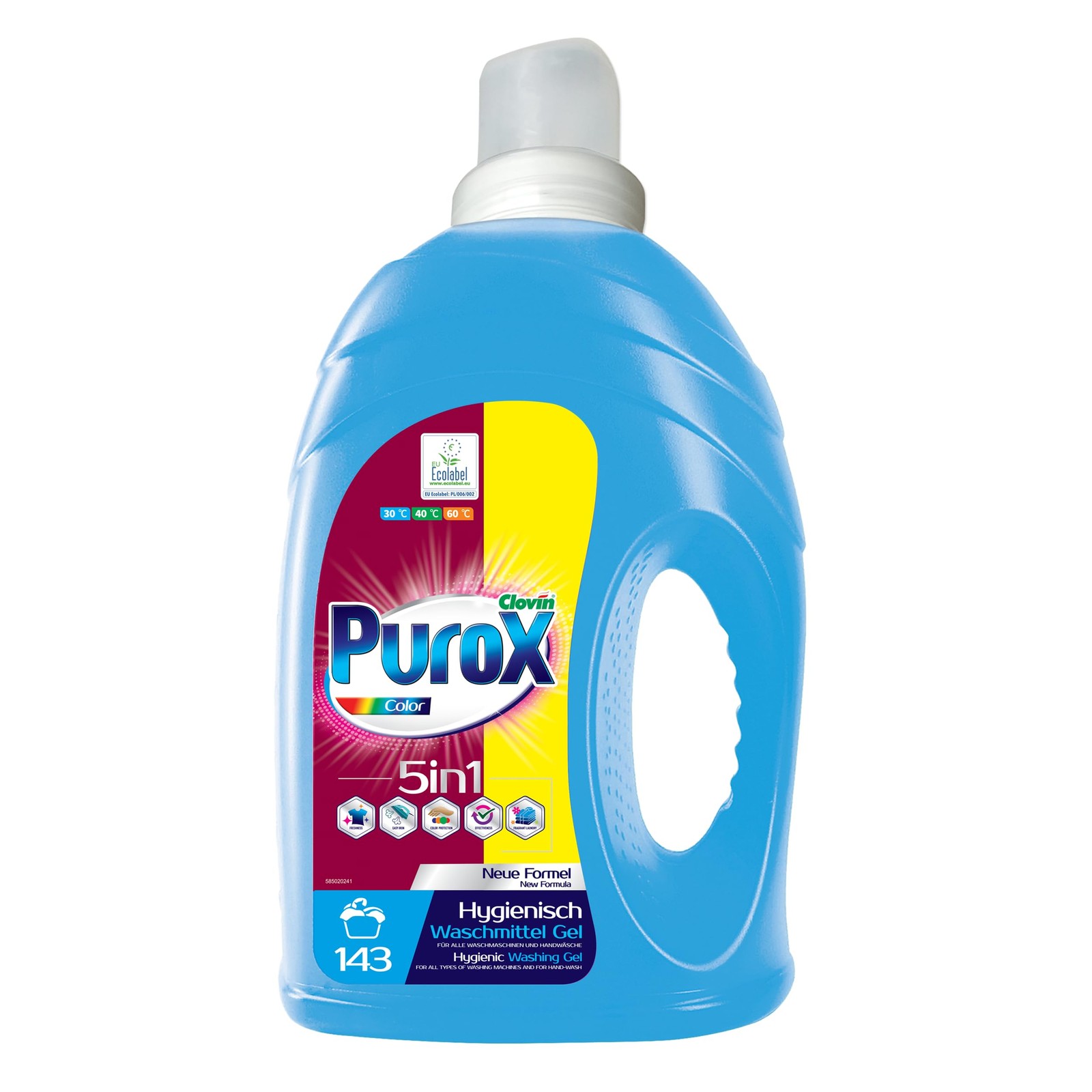 PUROX Color Wash Gel 4.3 L, 143 Wash Loads, for Coloured Laundry, Concentrate